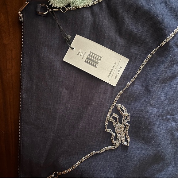 Steve Madden Blue and White Beaded Embroidered Shoulder Bag - Picture 3 of 4